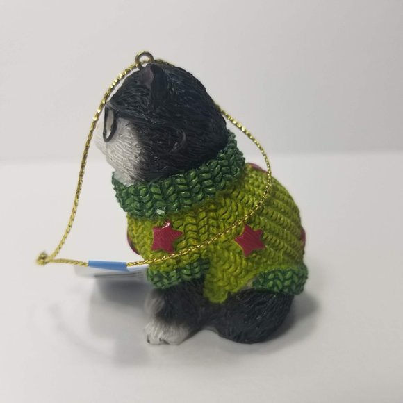 New Cat in Sweater & Glasses Xmas Ornament Decor - Picture 4 of 4